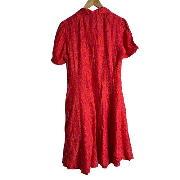 Tara Jarmon Rozenn Pink Heart Collared Shirt Short Sleeve Midi Dress Size 10 - Picture 14 of 16